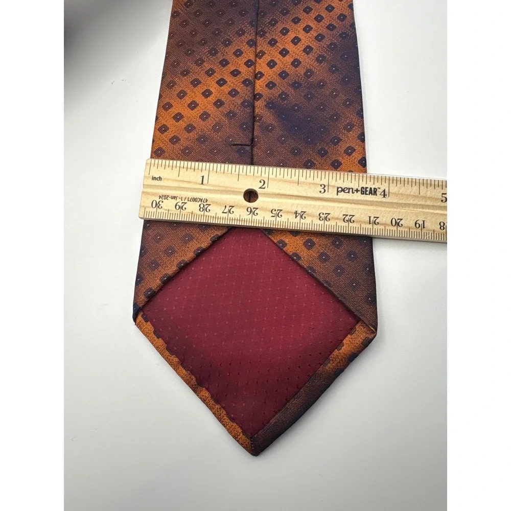 Ivano Biagi Mens Silk Tie Orange Purple Geometric Ombre Made in Italy